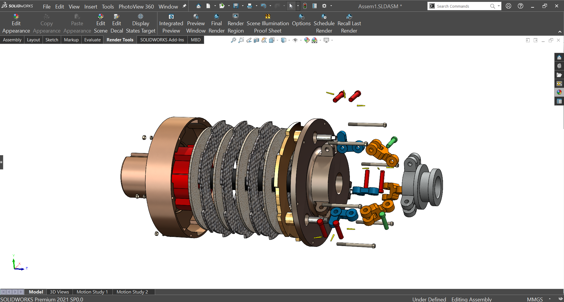 MULTIPLE DISK CLUTCH多片式离合器3D数模图纸 Solidworks设计 附工程图